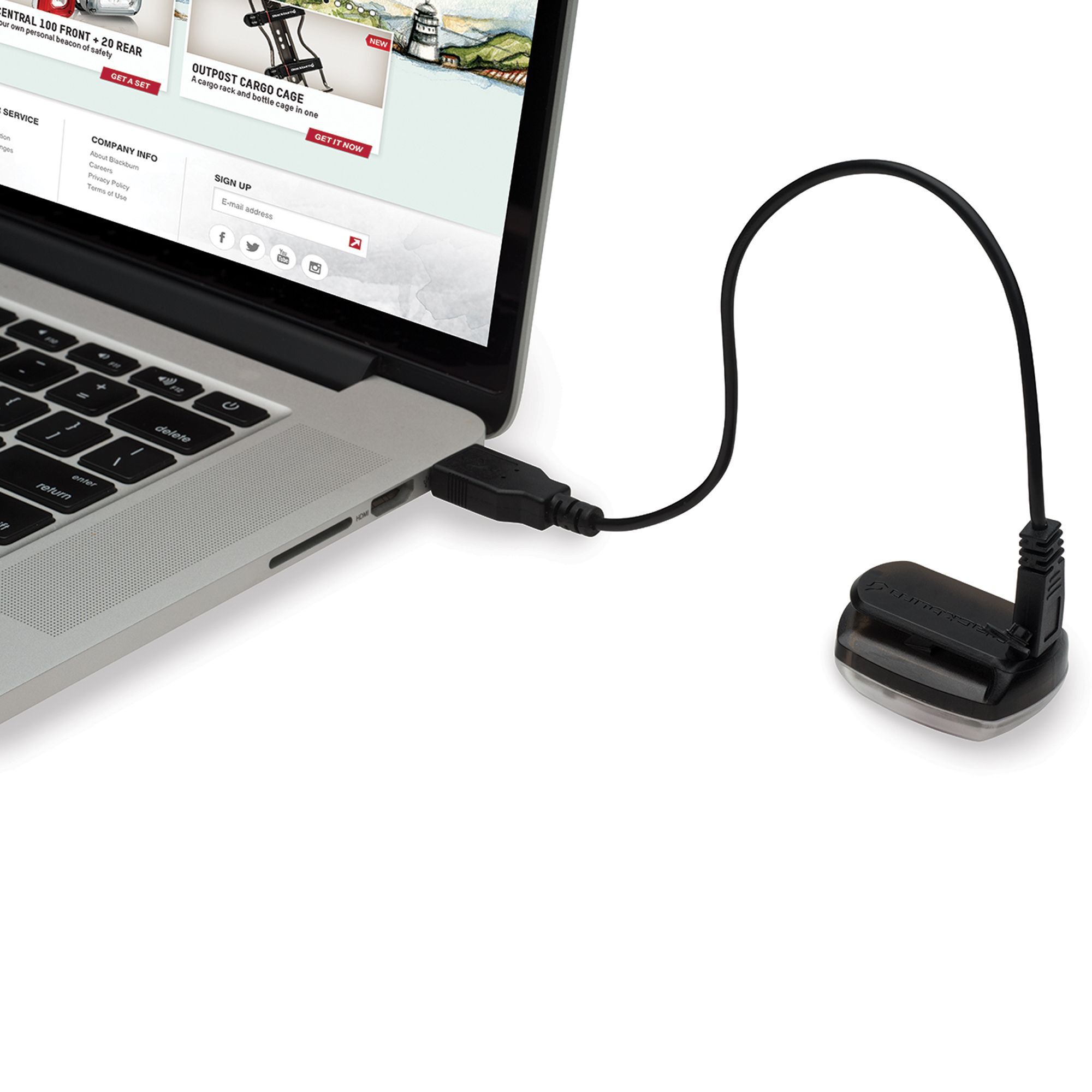White or Red Blackburn 2'Fer Bike Light with USB Charging Cable Front or Rear 